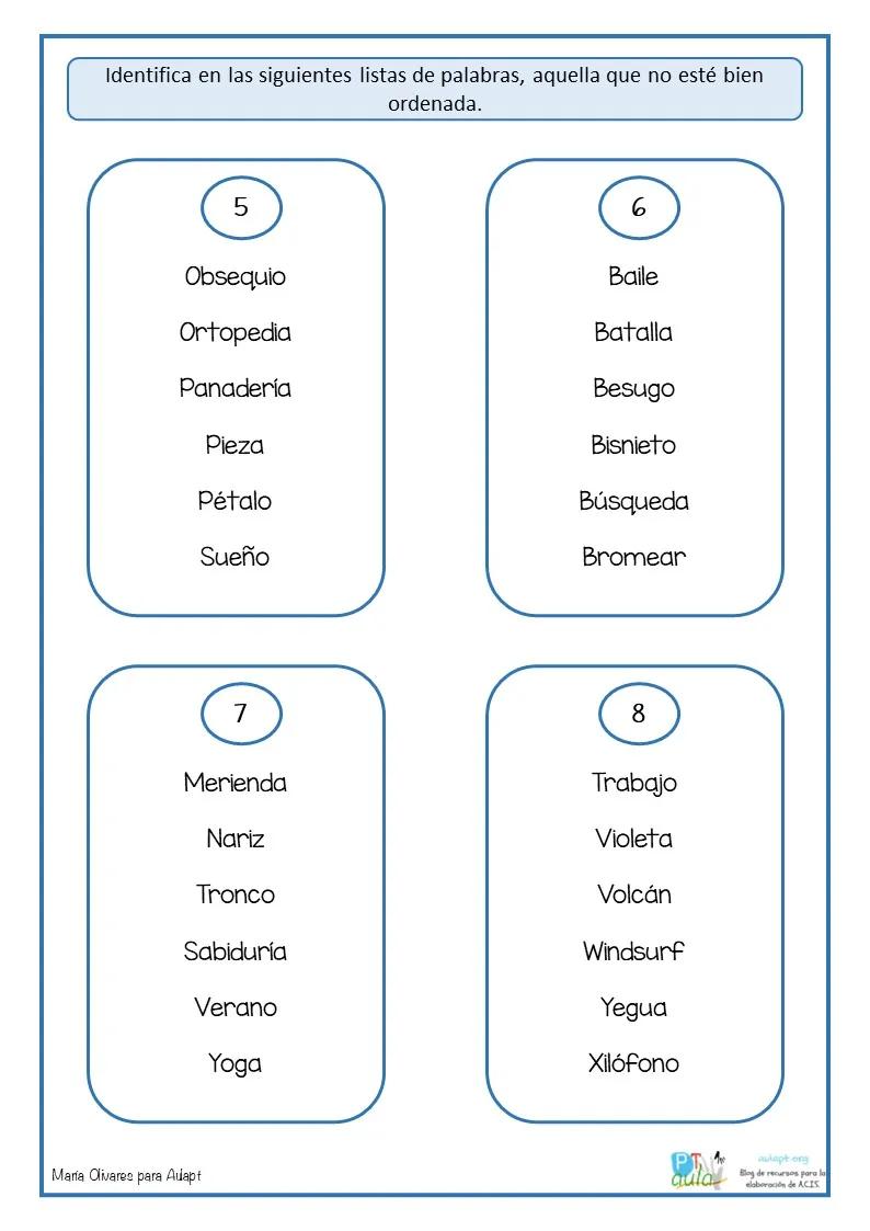 fotocopiables ordenar alfabeticamente - Cómo ordenar una tabla en Word por orden alfabético